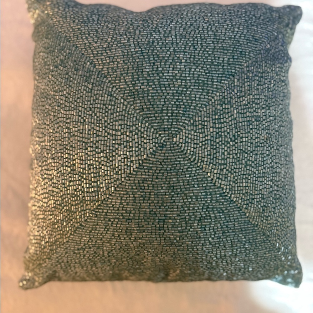 Chic Beaded Teal Accent Pillow by Cynthia Rowley